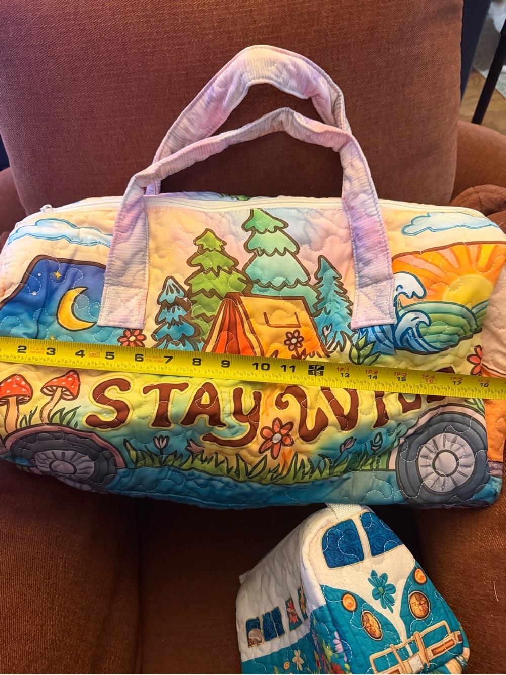Quilted Stay Wild Multicolor Travel Duffel set includes small accessory bag